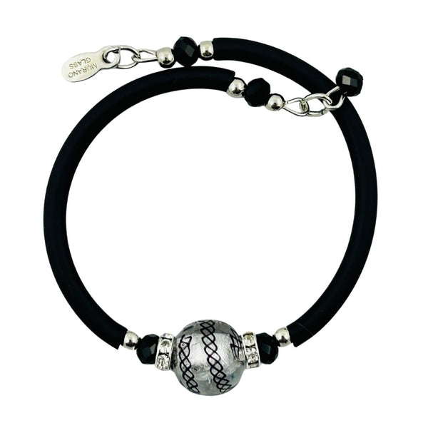 Glass Bead Rubber Bracelet - Double Helix