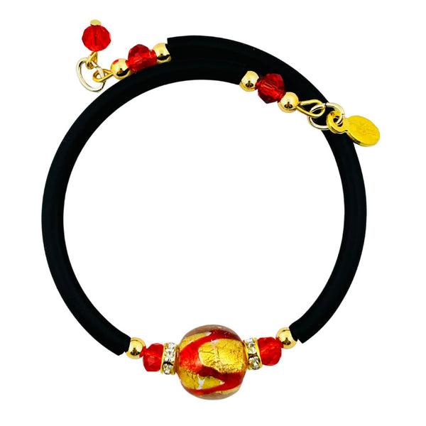 Glass Bead Rubber Bracelet - Scarlet Letter