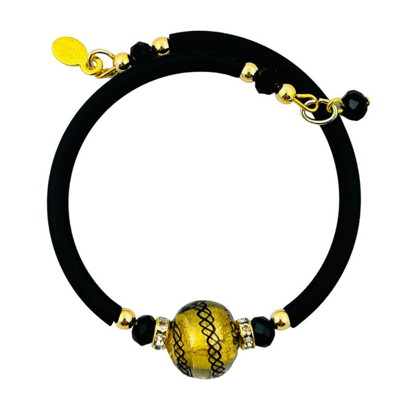 Glass Bead Rubber Bracelet - Needlepoint