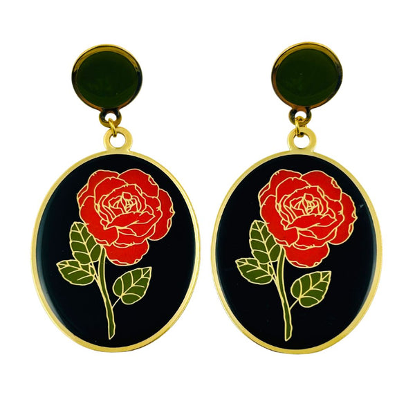 Rose Oval Earrings
