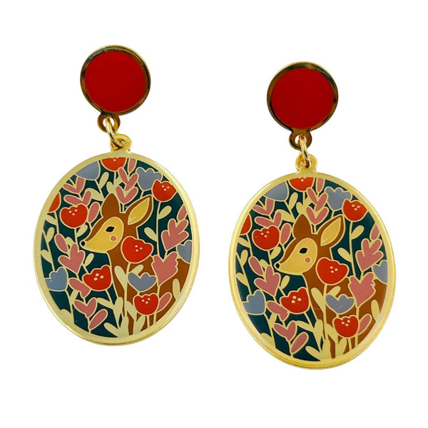 Floral Deer Earrings