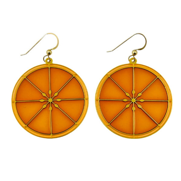 Citrus Slice Earrings - Orange