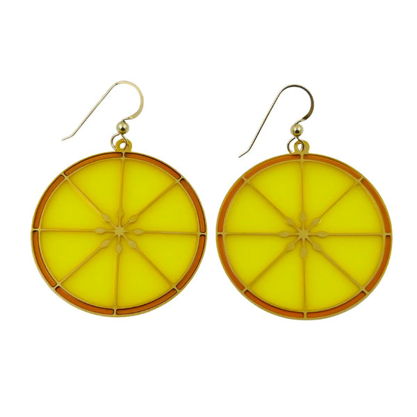 Citrus Slice Earrings - Lemon
