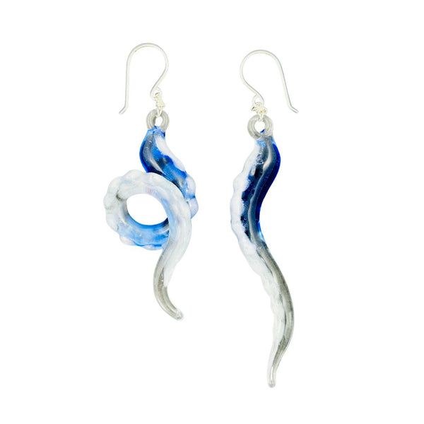 Glass Octopus Tentacle Earrings - Gingham
