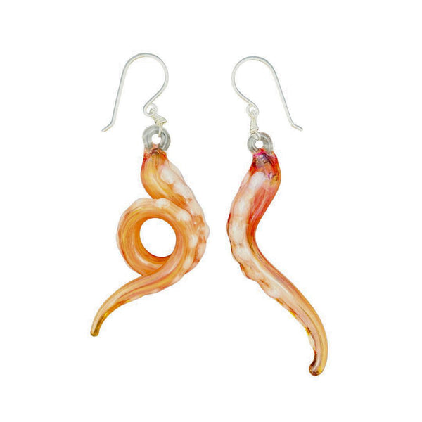 Glass Octopus Tentacle Earrings - Pumpkin Spice