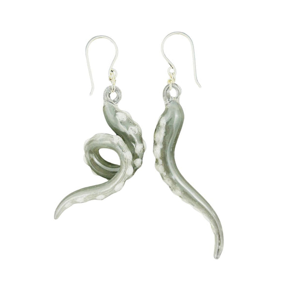 Glass Octopus Tentacle Earrings - Slate