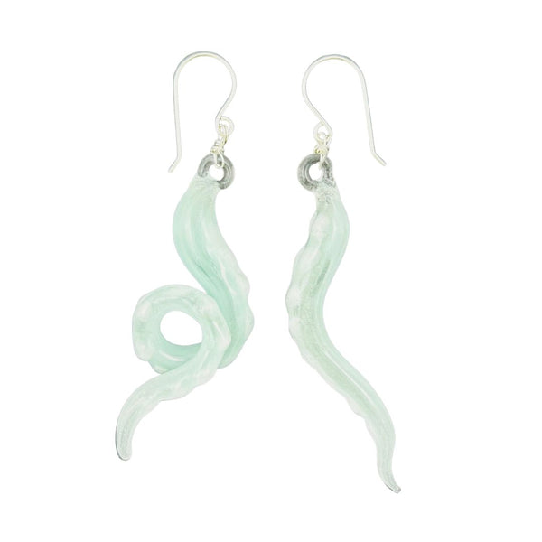 Glass Octopus Tentacle Earrings - Clouds