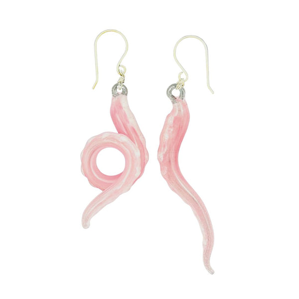 Glass Octopus Tentacle Earrings - Bubblegum