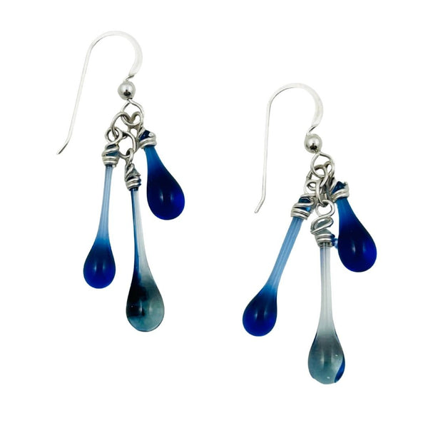 Trio Glass Earrings - Cobalt Sky