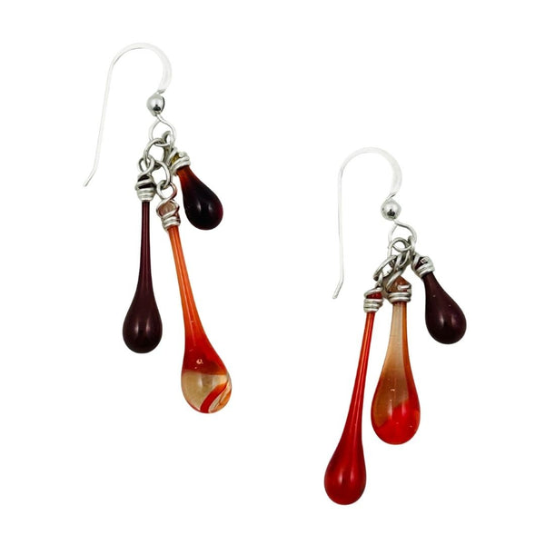 Trio Glass Earrings - Red Tornado