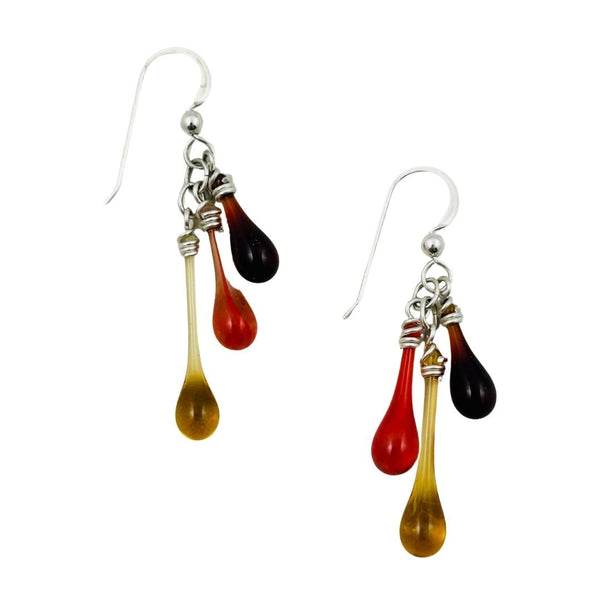 Trio Glass Earrings - Flaming Hot