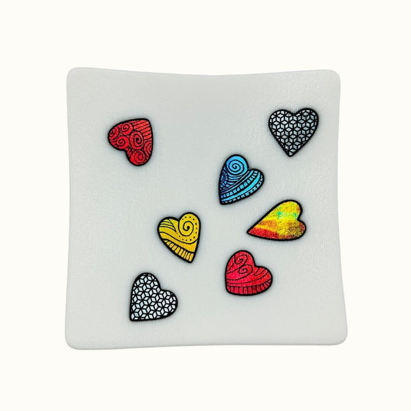 White Plate - Dichroic Hearts