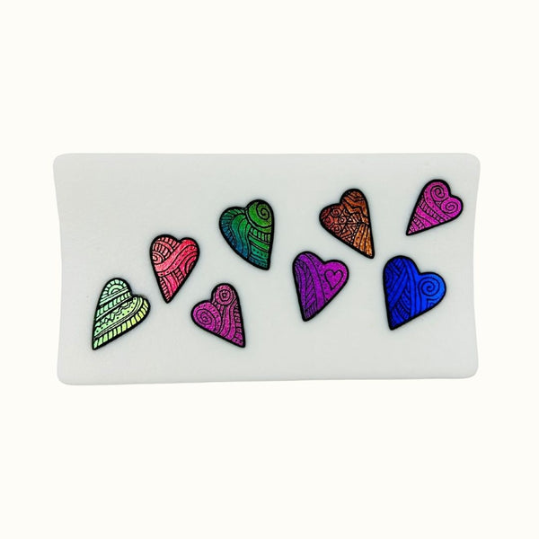 White Tray - Dichroic Hearts