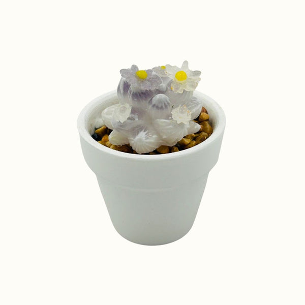Mini White Ceramic Glass Succulent - 15