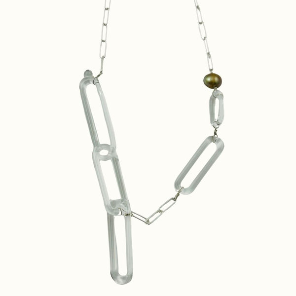Paperclip Pearl Collage Necklace