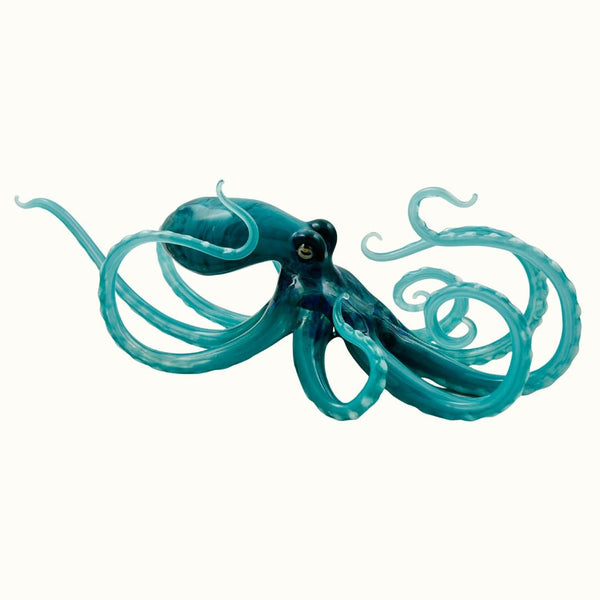 Large Glass Octopus - Turquoise