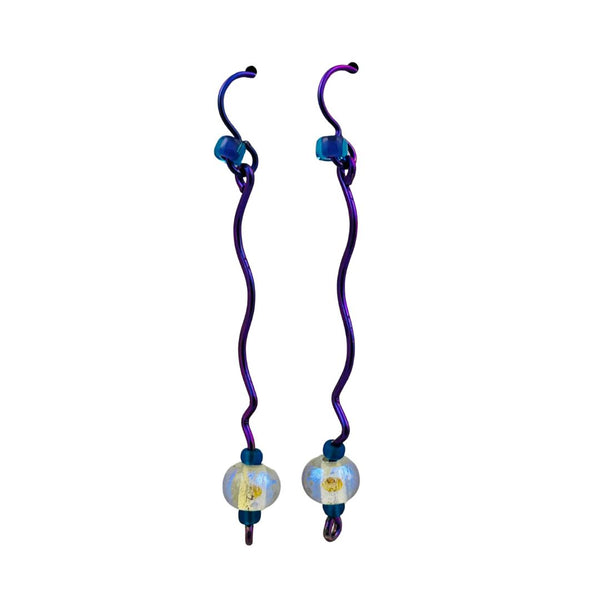 Dichroic Bead Niobium Earrings #1