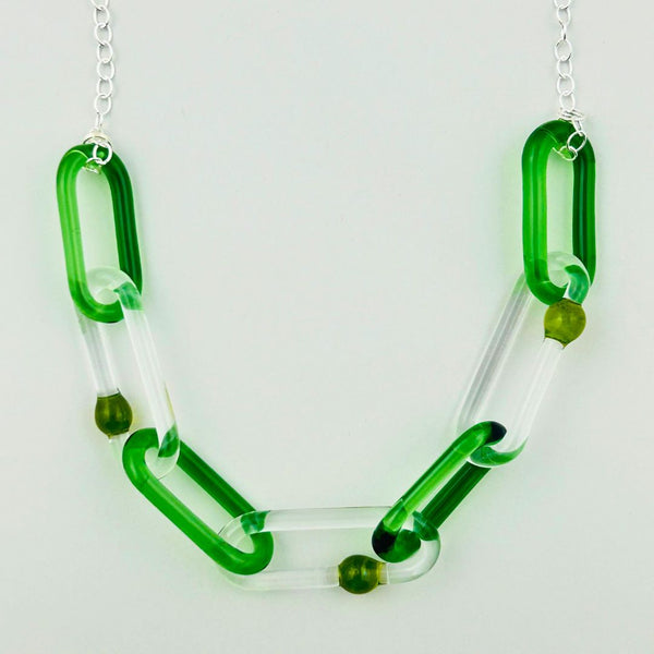 Color Link Chain Necklace - Green