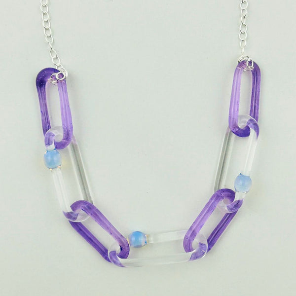 Color Link Chain Necklace - Purple