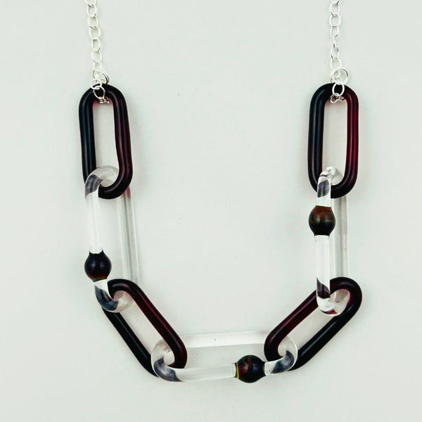 Color Link Chain Necklace - Burgundy