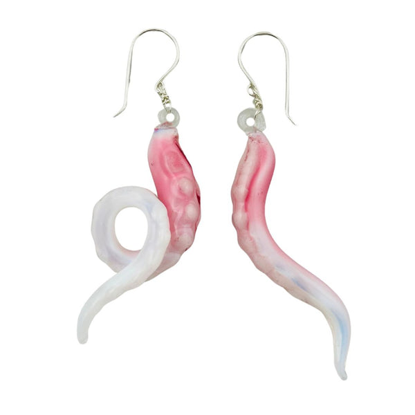 Glass Octopus Tentacle Earrings - Cotton Candy