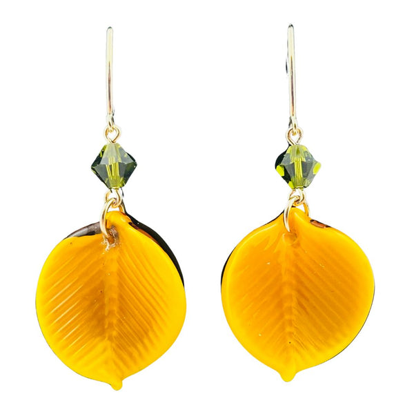 Aspen Leaf Earrings - Honey & Yellow