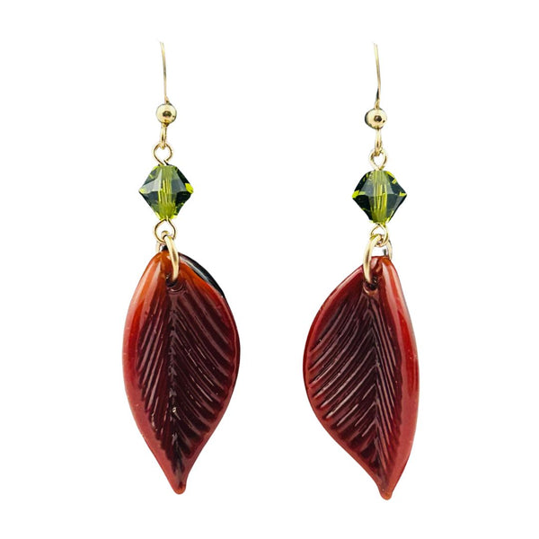 Beech Leaf Earrings - Russet