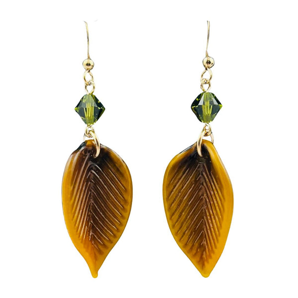 Beech Leaf Earrings - Golden Brown