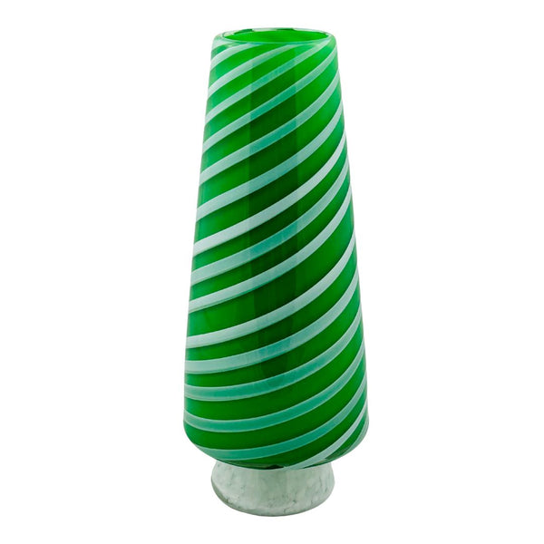 Christmas Tree Vase - Green & White Stripes