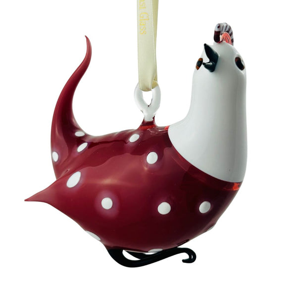 Bird Ornament - Red & White