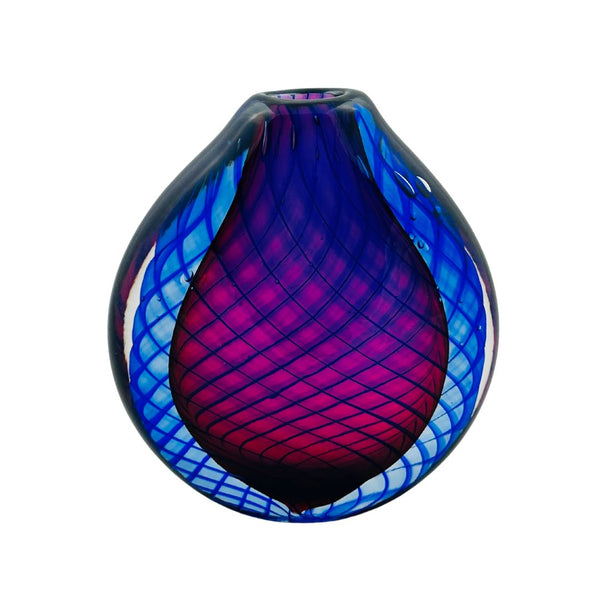 Cranberry & Blue Bud Vase