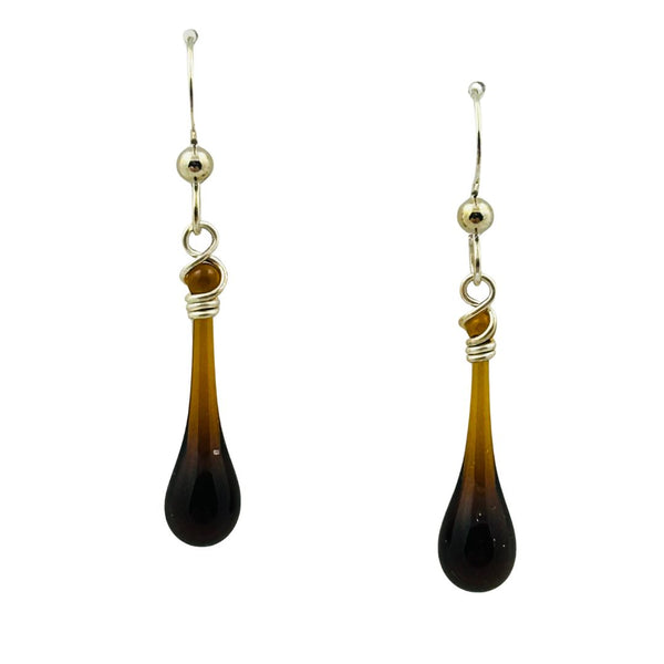 Solaris Glass Teardrop Earrings - Root Beer