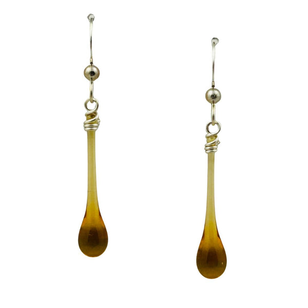 Solaris Glass Teardrop Earrings - Amber