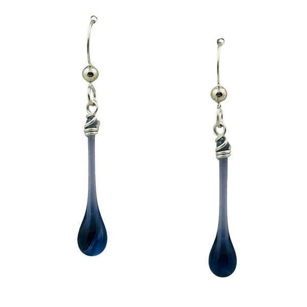 Solaris Glass Teardrop Earrings - Purple Smoke