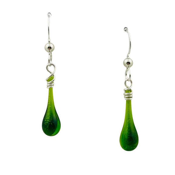 Solaris Glass Teardrop Earrings - Forest