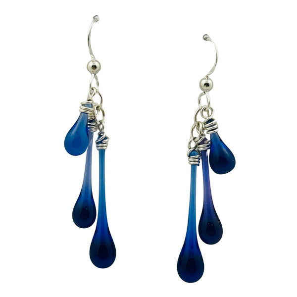 Trio Glass Earrings - Cobalt Sky