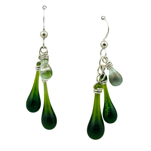 Trio Glass Earrings - Evergreen