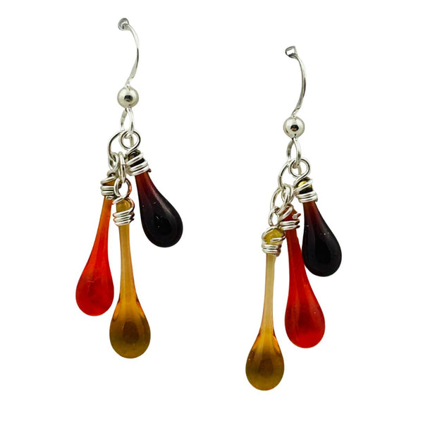 Trio Glass Earrings - Flaming Hot