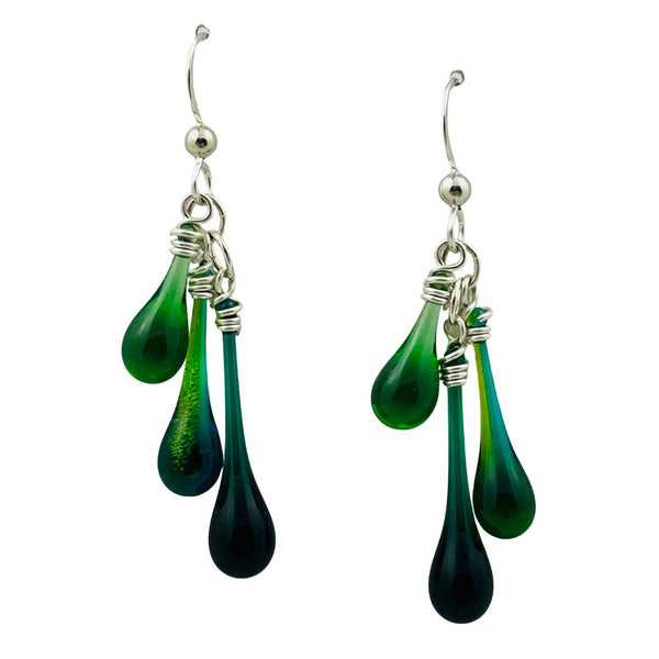 Trio Glass Earrings - Green River