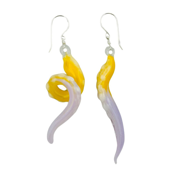 Glass Octopus Tentacle Earrings - Banana Cream Pie