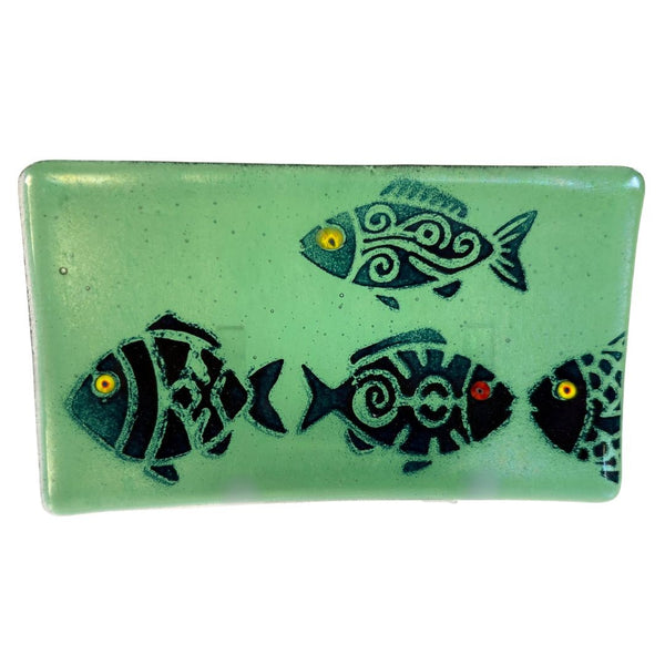 Small Tray - Green Fish w/ Murrini Eyes