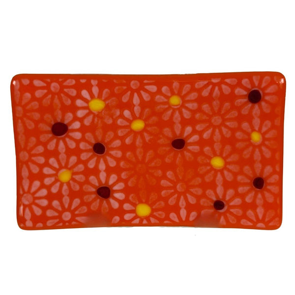 Small Tray - Orange Flowers w/ Murrini