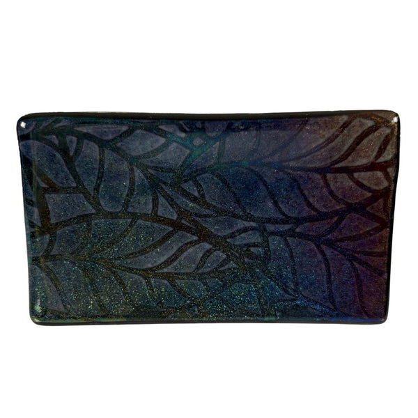 Small Tray - Black Dichroic Leaves