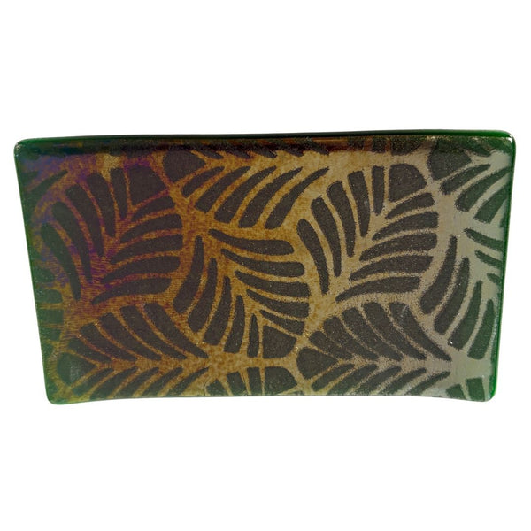 Small Tray - Green Dichroic Monstera Leaves