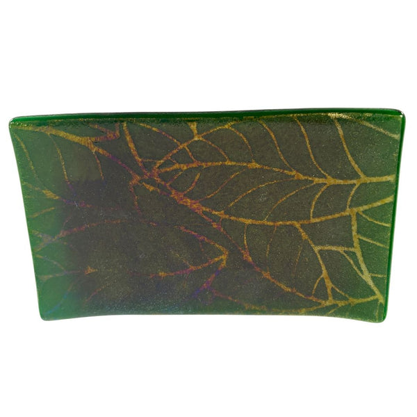 Small Tray - Green Dichroic Leaves