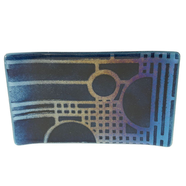 Small Tray - Blue Dichroic Crop Circles