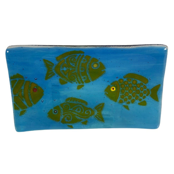 Small Tray - Blue Fish w/ Murrini Eyes
