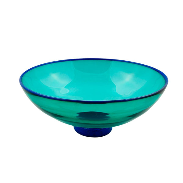 Turquoise Bowl with Blue Foot & Lip Wrap