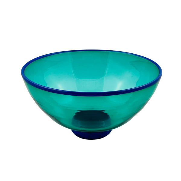 Turquoise Bowl with Blue Foot & Lip Wrap