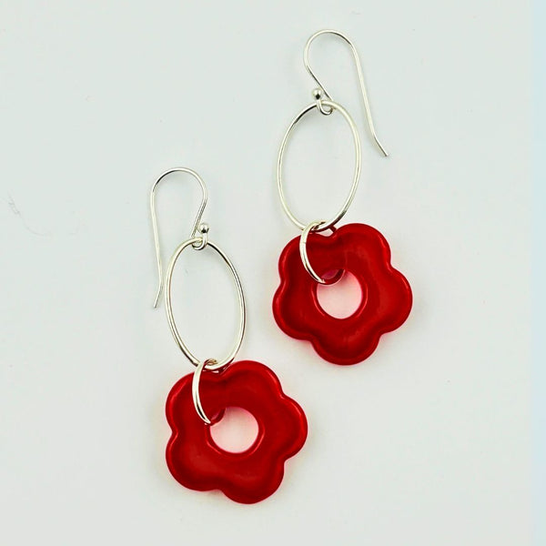 Red Flower Earrings